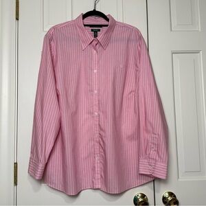 Ralph Lauren Classic Pink Button-Up Long Sleeve Cotton Blouse Size 3X